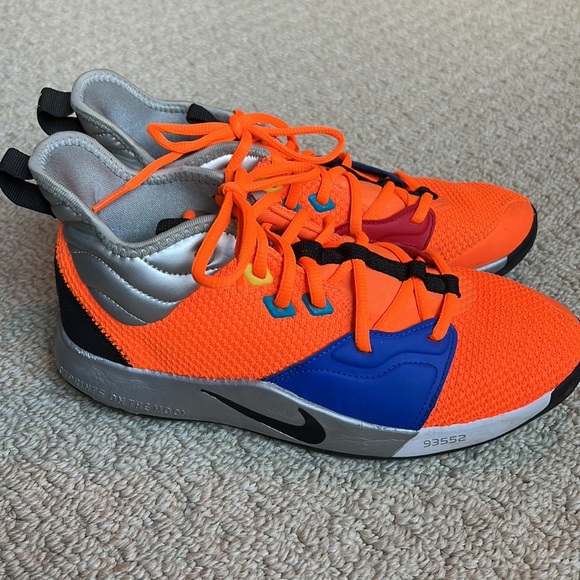 NIKE NASA PG3 C18973-800 Total Orange Blue Black Paul George -Size 7 Zoom Air - Picture 4 of 8